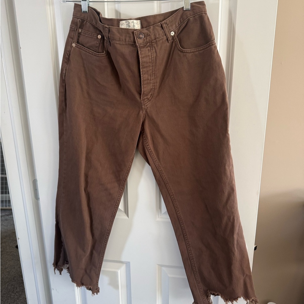 Free People Brown Cropped Jeans